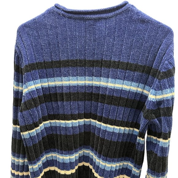 Classic Elements Women Blue Sweater Size L(14-16) Striped Long Sleeves Pre-owned - Picture 4 of 4